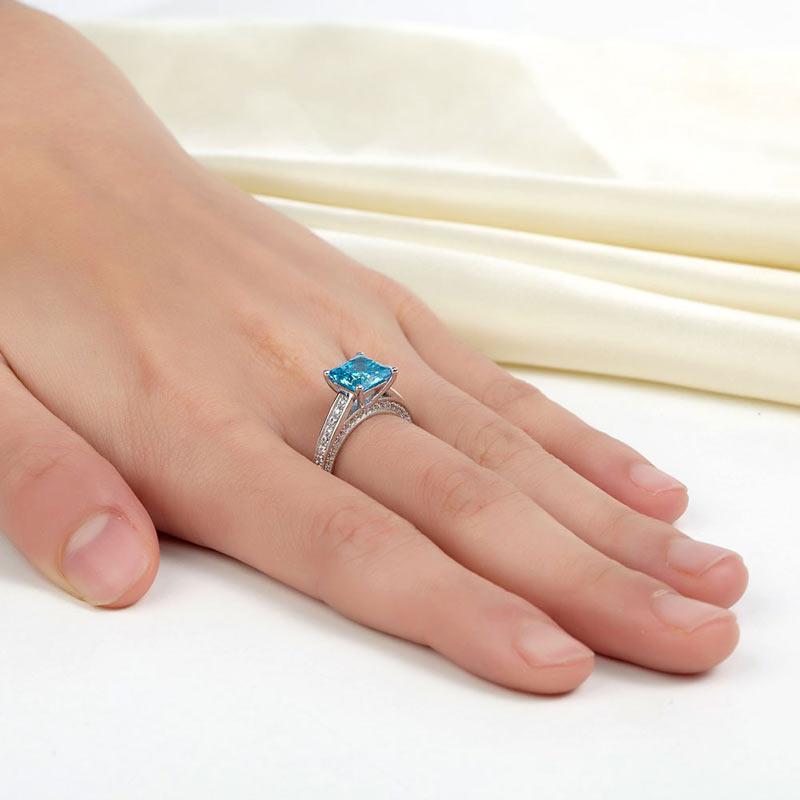 Princess Cut 2 Carat Blue Lab Diamond Engagement Ring, Luxurious Fancy  Color Diamond Ring - Etsy